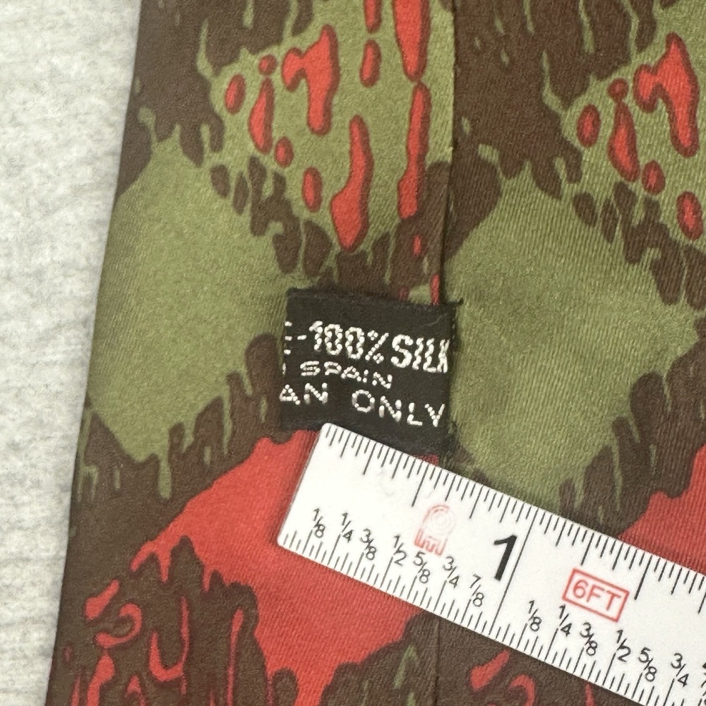 Vintage International Collection Louis Boston Tie Green Brown Silk Abstract 55x4 - Picture 5 of 6